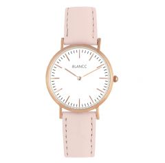 Blancc Classic Leer Roze Horloge - Roze Goud